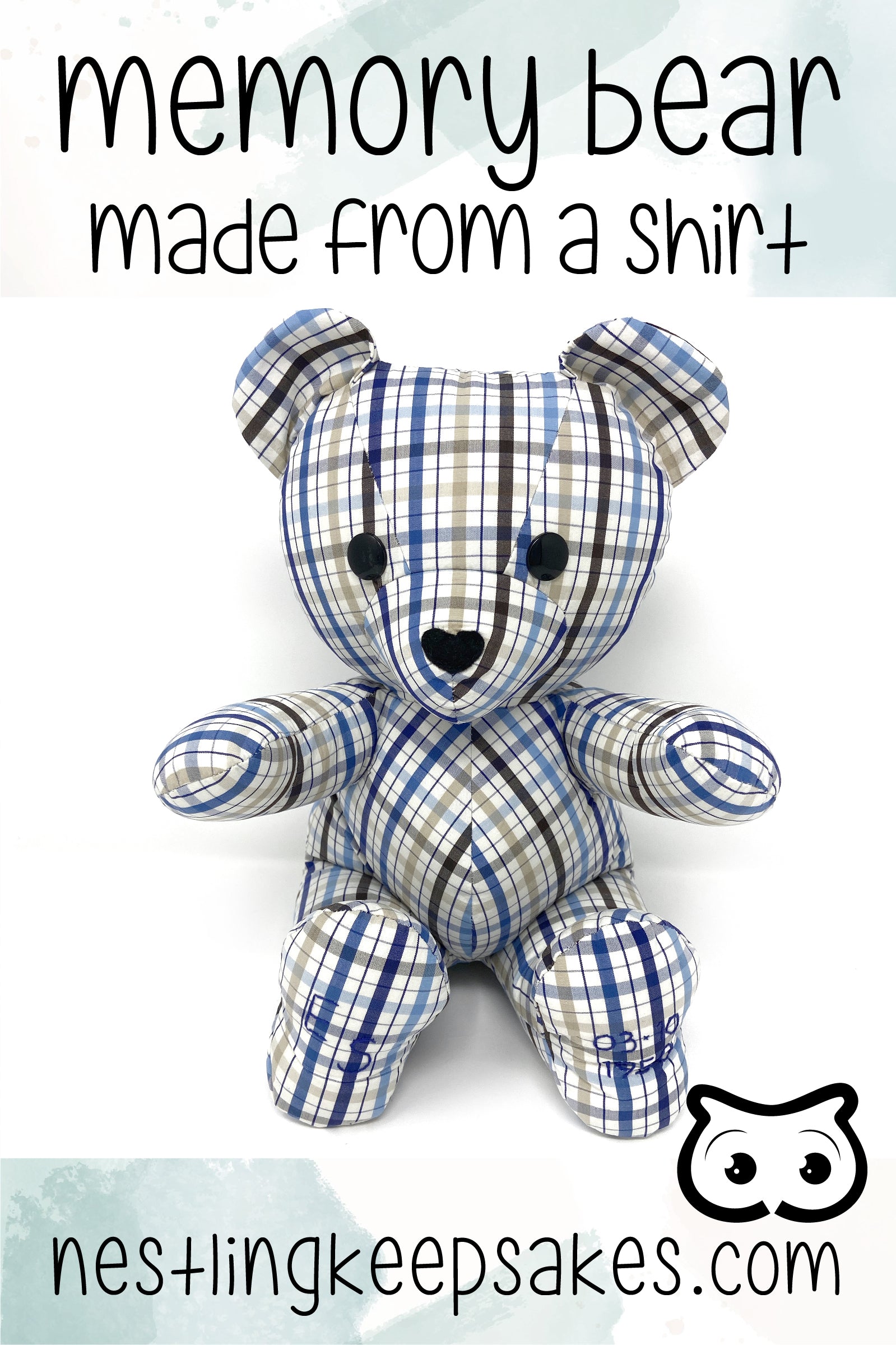 Classic Memory Bear made from a Shirt – Nestling Keepsakes